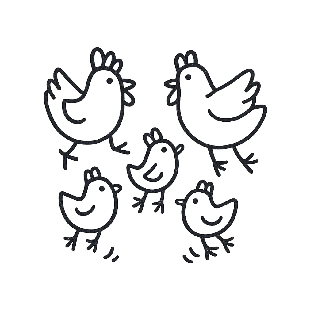 multiple chickens jumping, icon style, geometric shapes, stylized, professional look sticker