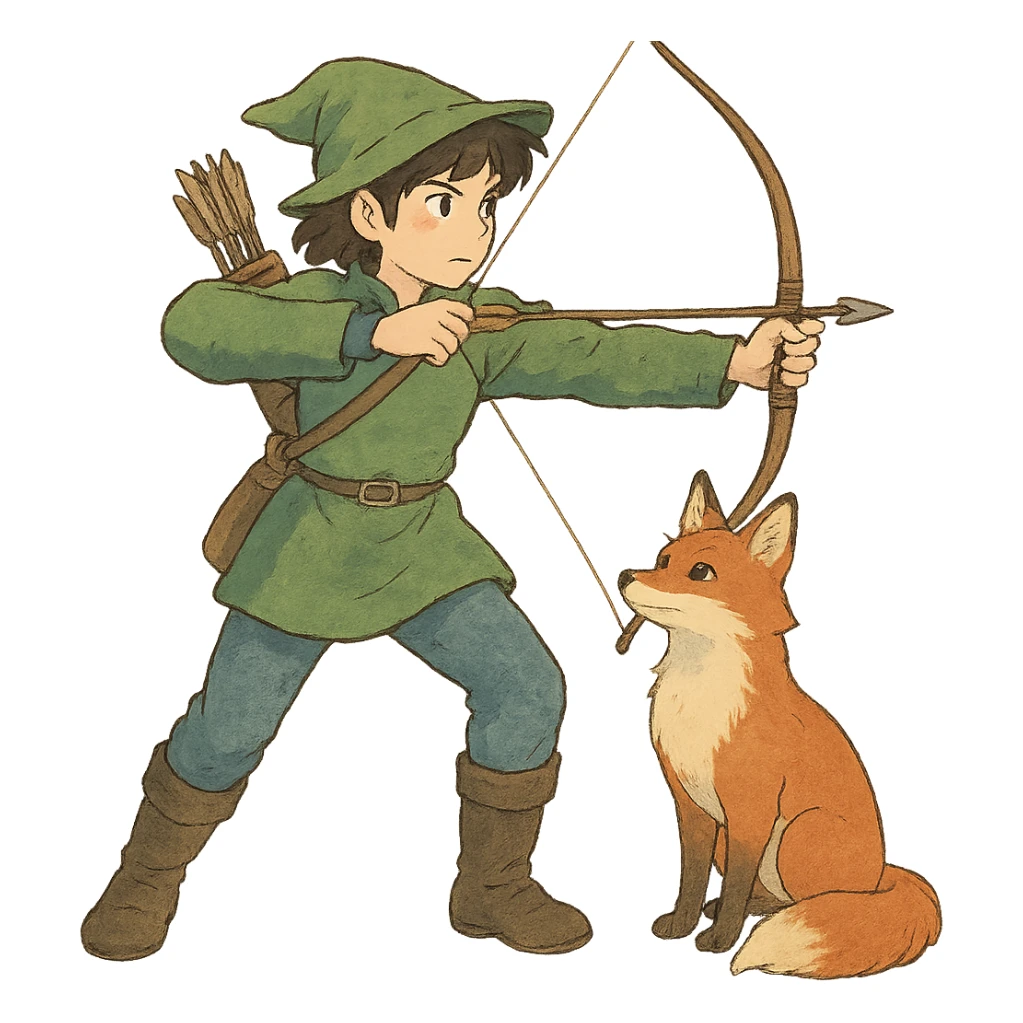 ghibli style archer and fox sticker