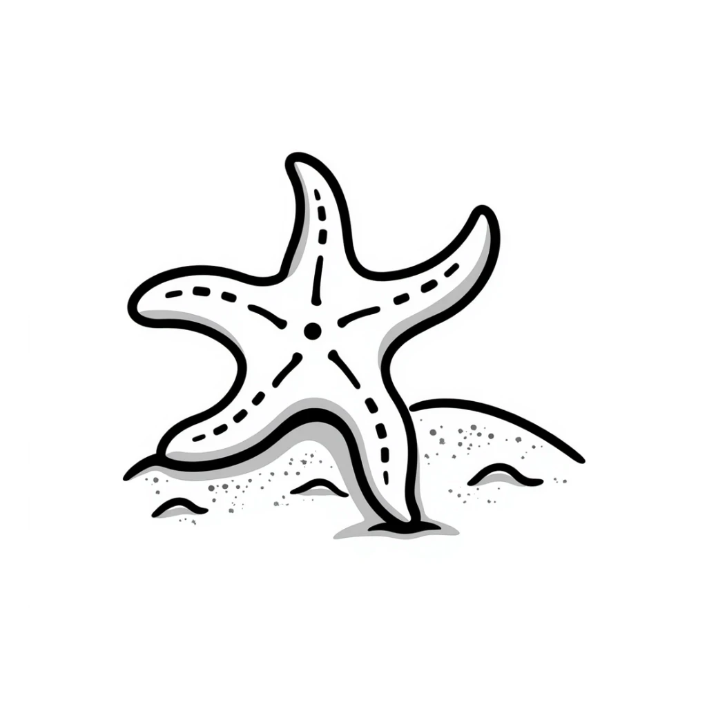 Sea star with five arms on a beach sticker