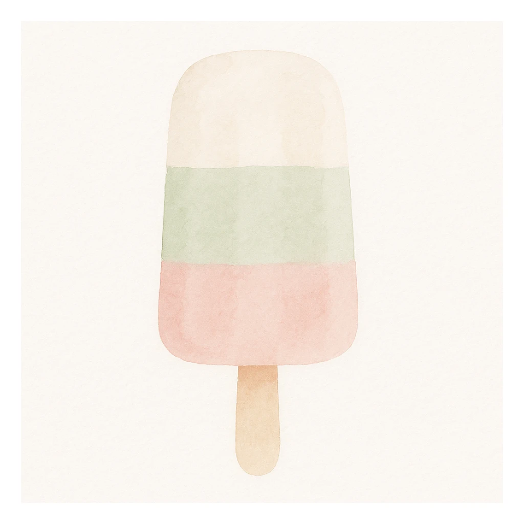 Handmade ice cream in watercolor style with white, green, and pink pastel tones. sticker