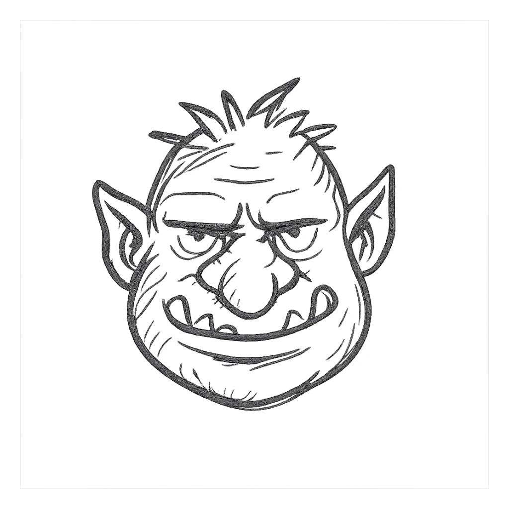 troll kafa, icon style, monochrome, geometric shapes, clean design sticker