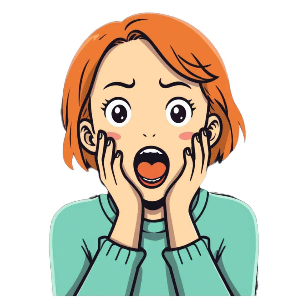 girl holding neck screaming sticker