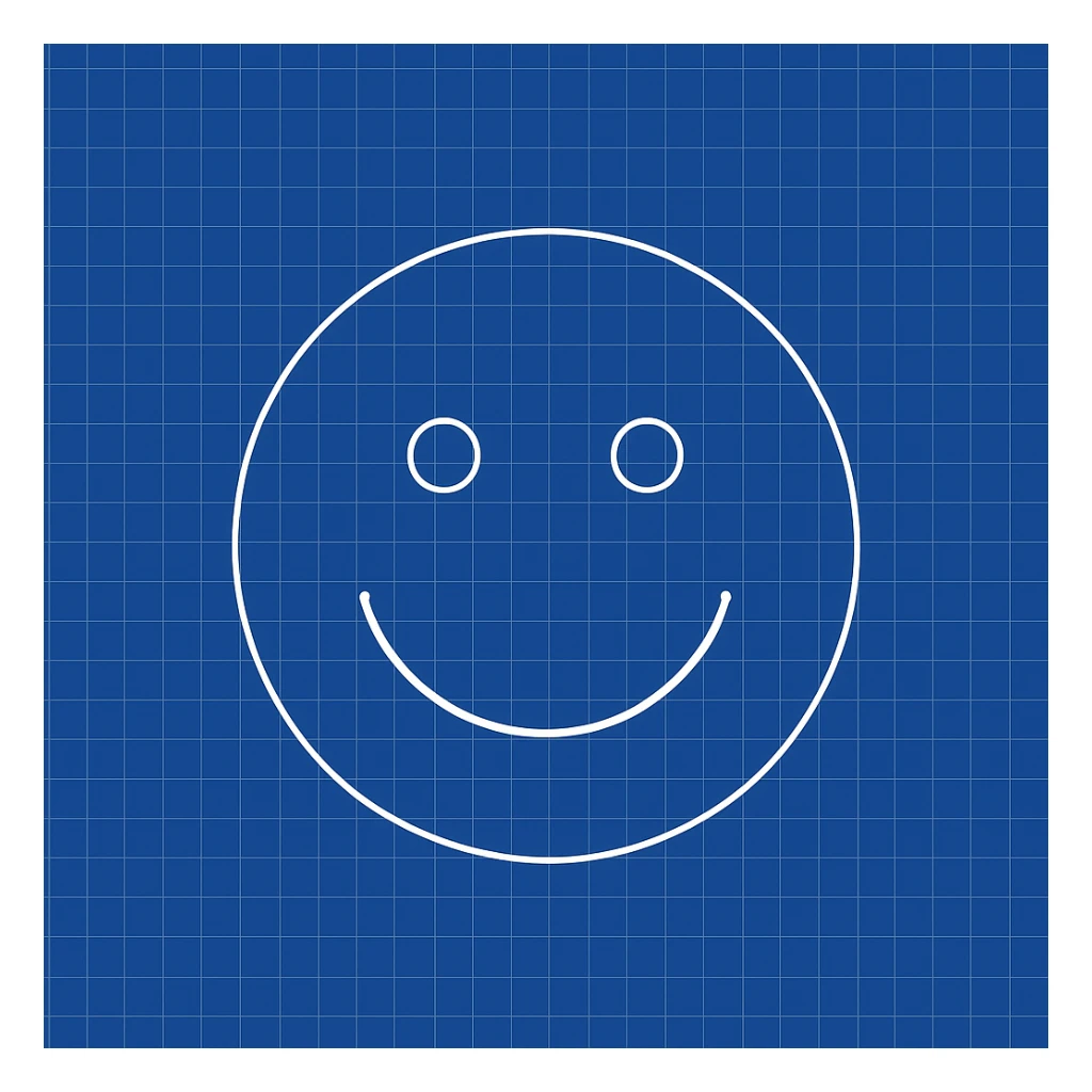 frame 10 with fully blue blueprint background with all grid lines drawn, smiley face unchanged sticker