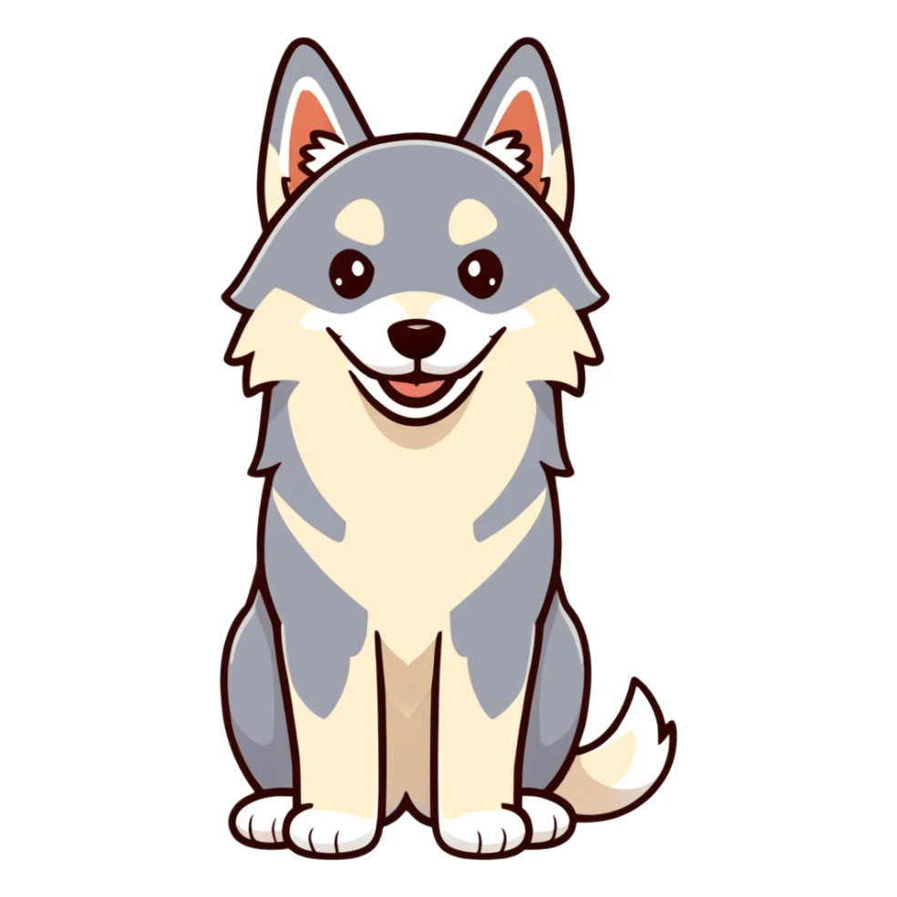 happy light cinnamon colored husky dog, pale tan sticker