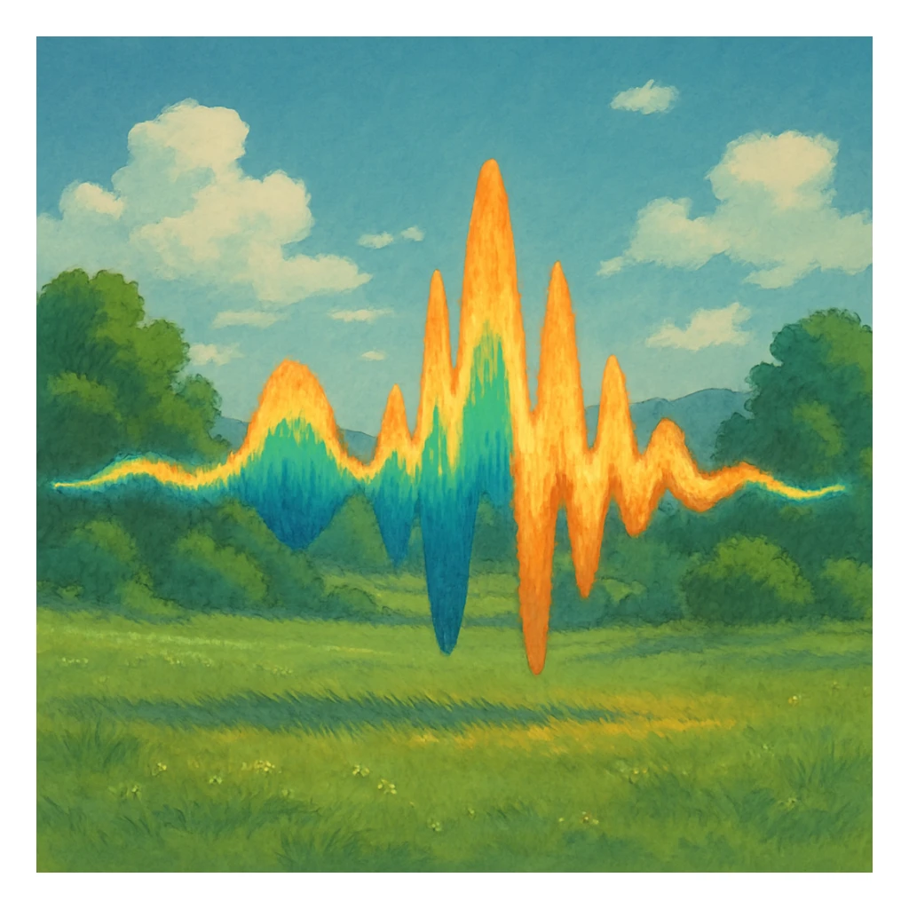 ghibli style illustration of a sound wave sticker