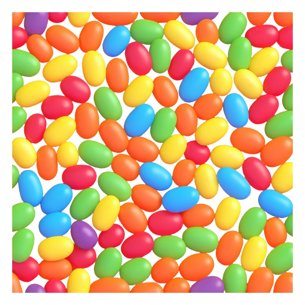 assorted colorful jelly beans candy, transparent background sticker
