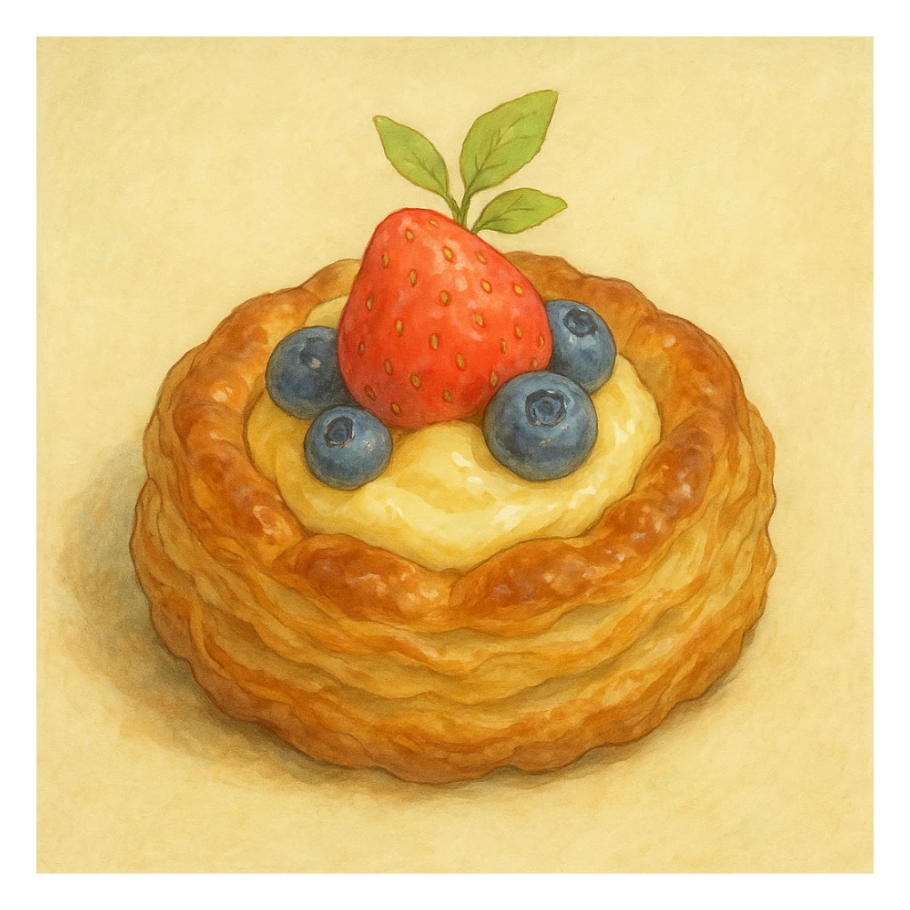 realistic whimsical pastry, natural colors, soft, fairy-like atmosphere, no background, square size sticker