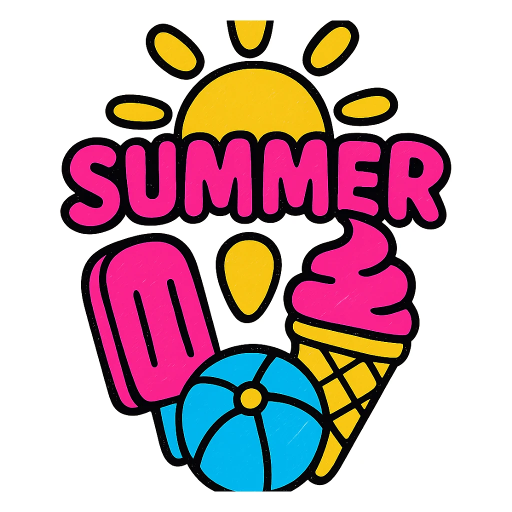 red summer, vibrant, energetic, warm weather, fun, minimal background sticker