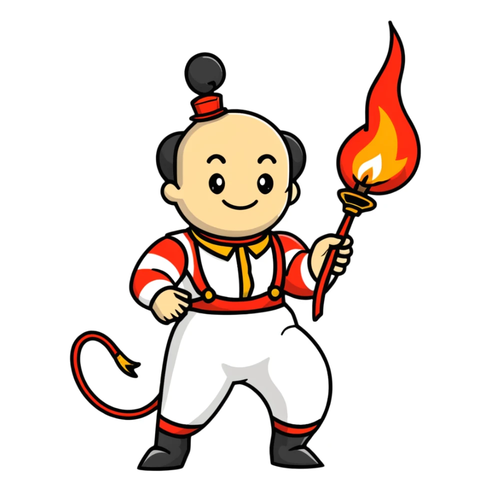 vintage circus artist with a fire whip sticker