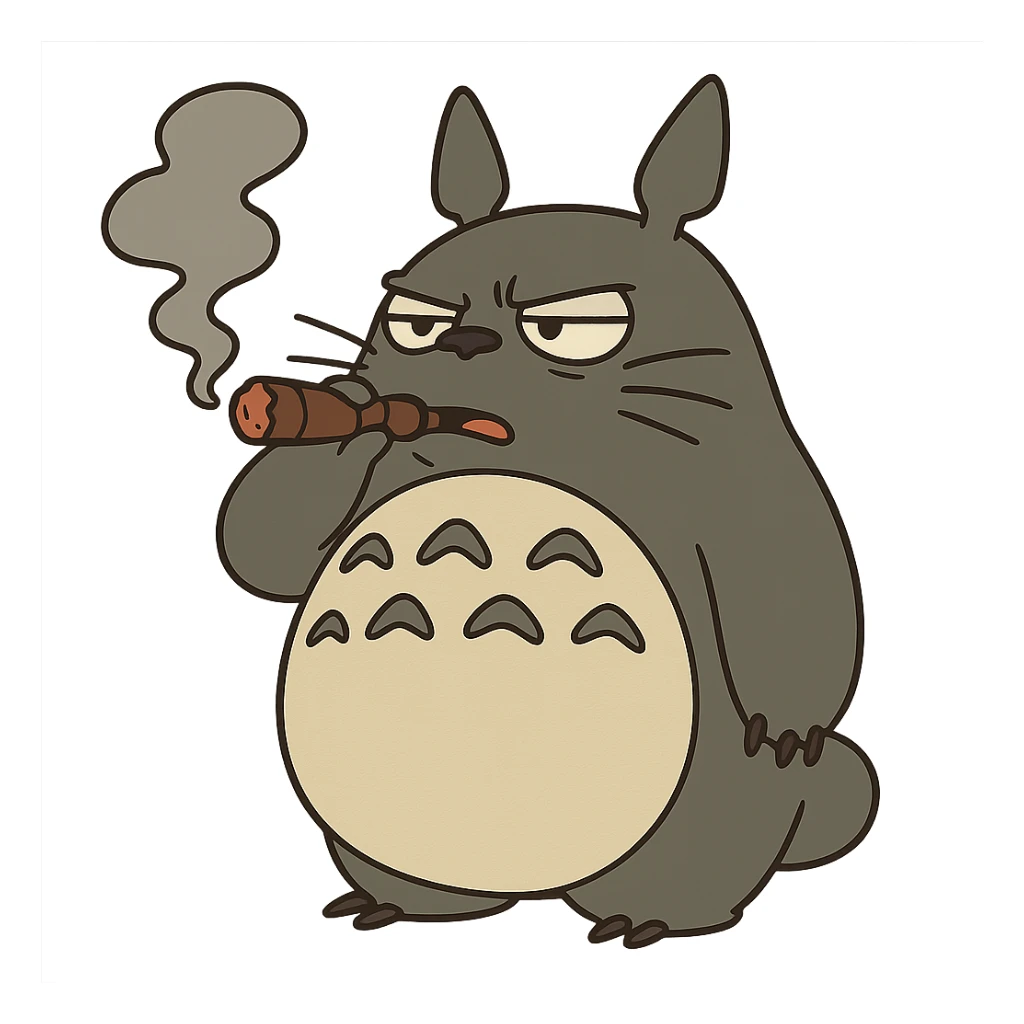 Totoro smoking a cigar sticker