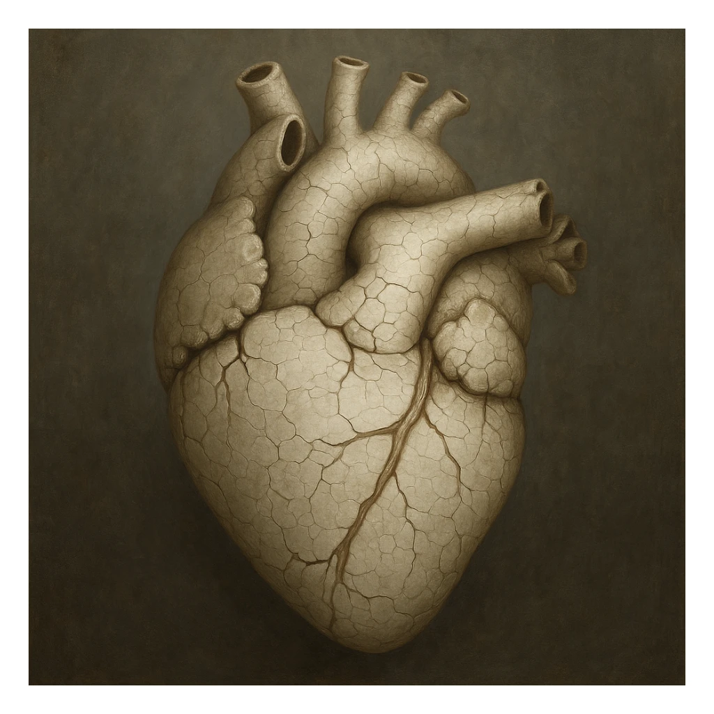 heart with a cracked porcelain effect, realistic digital art style sticker