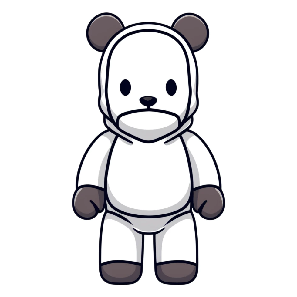cute bearbrick collectible toy wearing a balaclava sticker