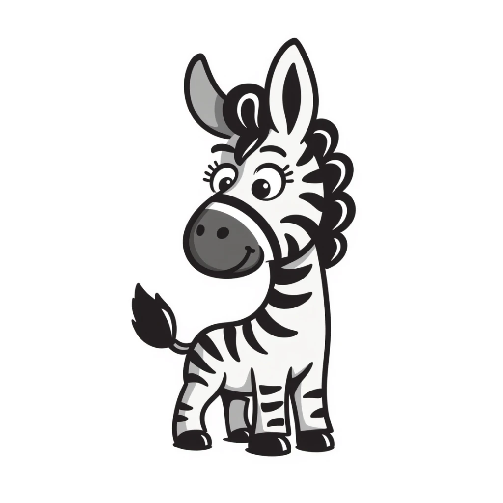 A donkey with a zebra head, donkey body with brown fur and zebra head with black and white stripes sticker