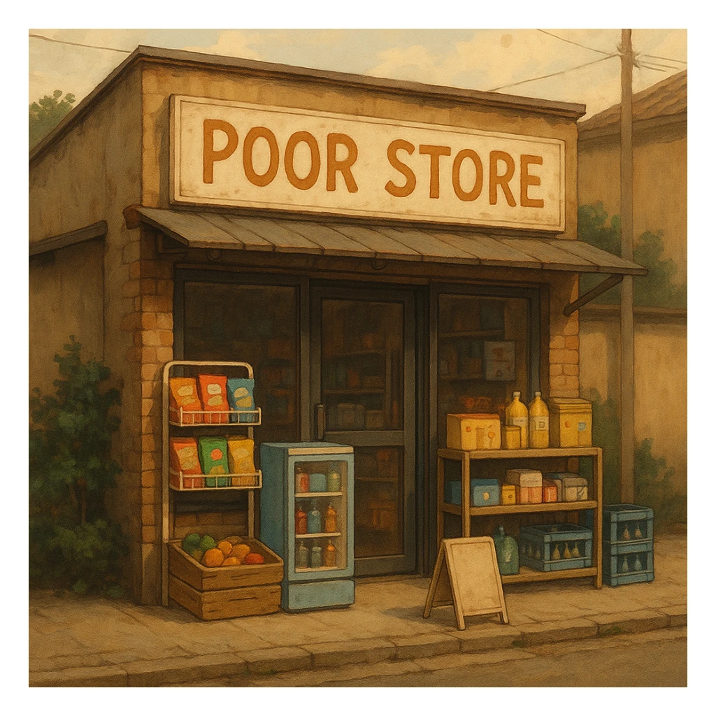Convenience store named poor store and more sticker