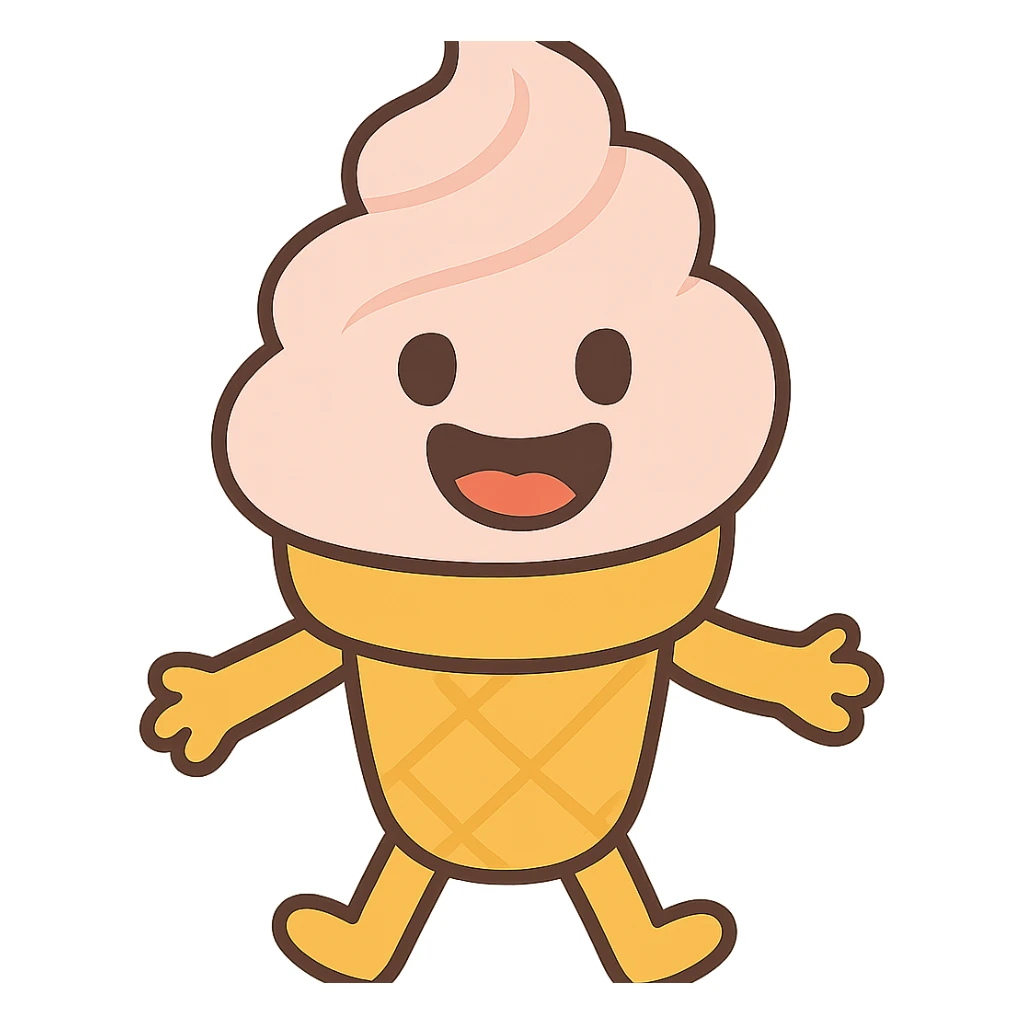 a happy ice cream cone, soft pastel colors sticker