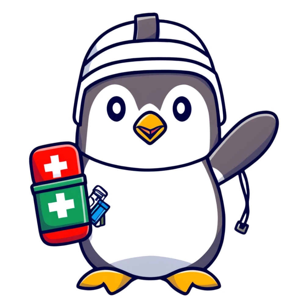 penguin medic with first aid kit and helmet sticker
