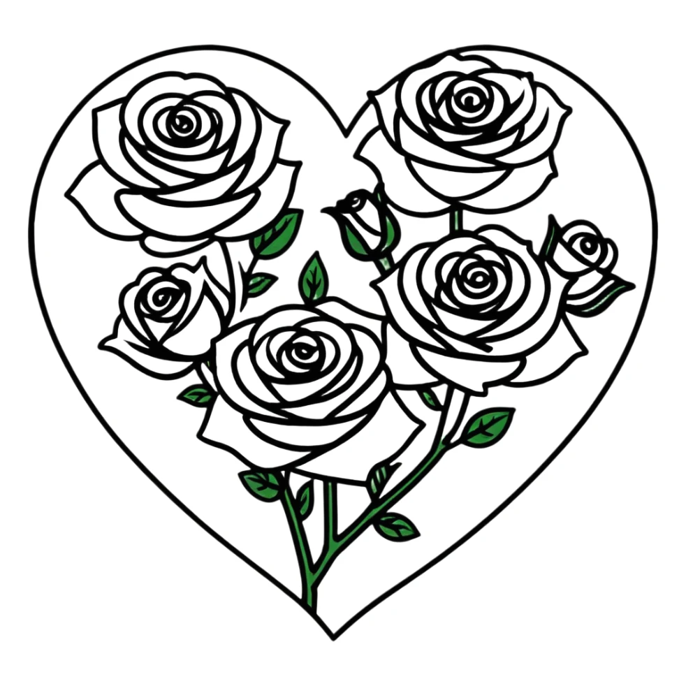 romantic heart-shaped arrangement of roses sticker