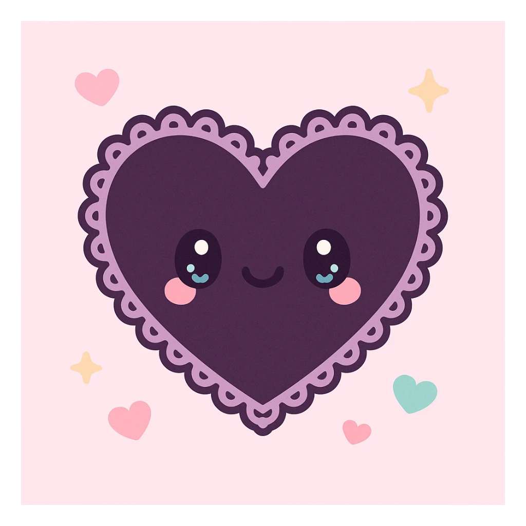 gothic heart with lace border, kawaii style, ornate, dark, elegant sticker