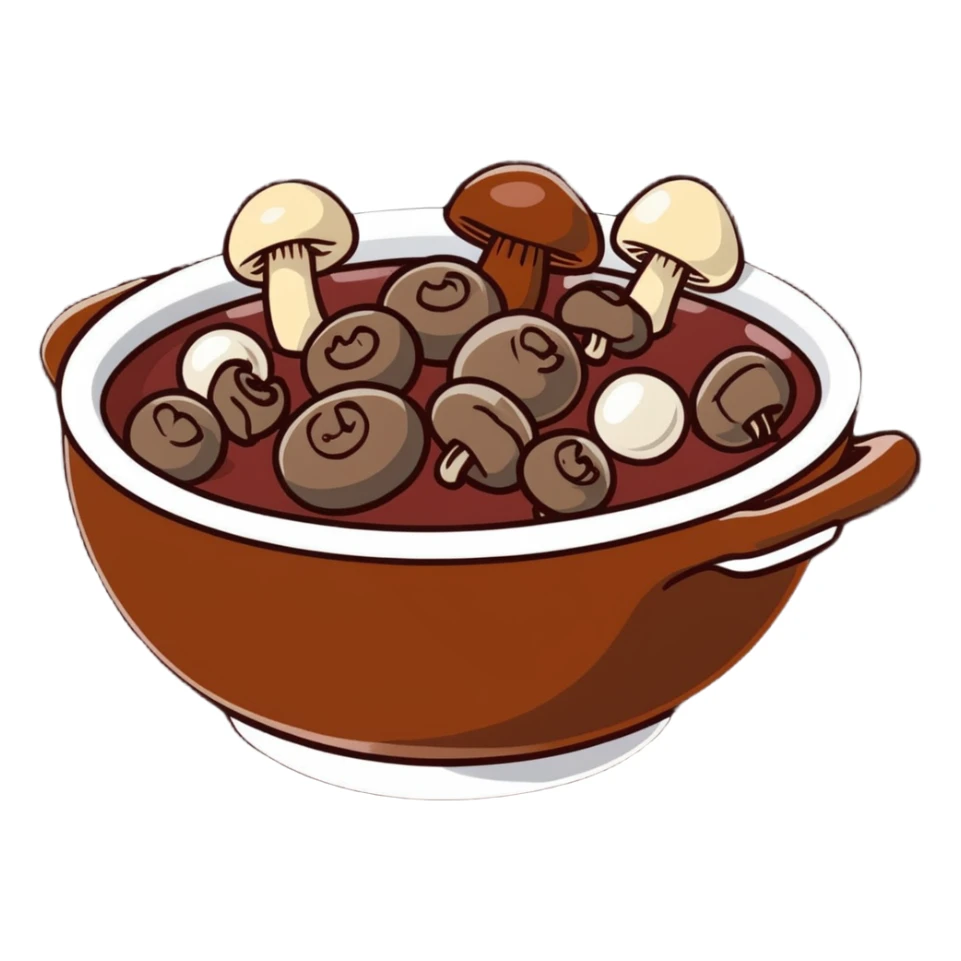boeuf bourguignon in a serving bowl with mushrooms and pearl onions sticker