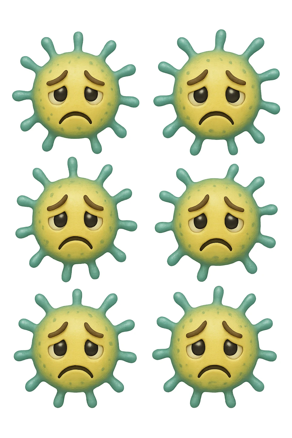 EMOJI STILE IPHONE DI 6 BATTERI INTESTINALI tristi CHE FLUTTUANO IN ARIA IPERREALISTICO 4K sticker