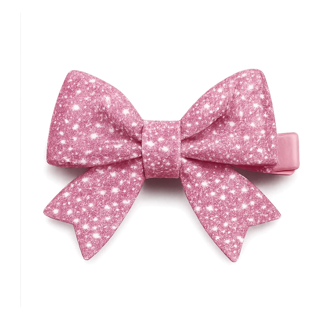 girly sparkling pink bow hair clip, no background sticker