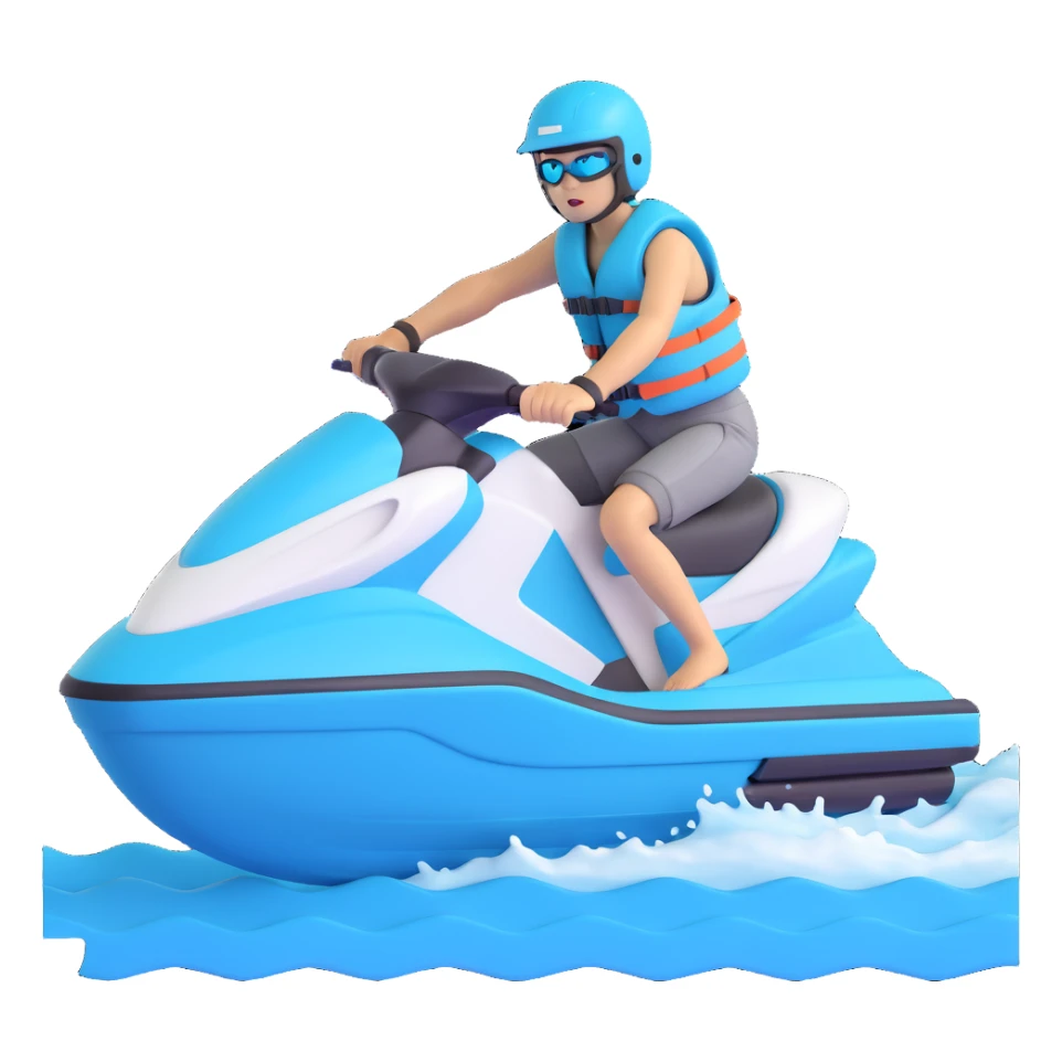 white and turquoise jet ski with a person riding wearing a life jacket clean modern design sticker