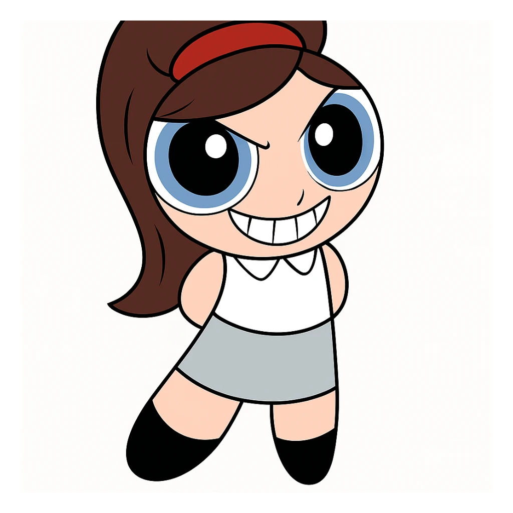 Keep the picture quality, colors, and style exactly the same as the original. Only add a sinister or creepy grin to the mouth—no other changes. Maintain the original style and look precisely. sticker