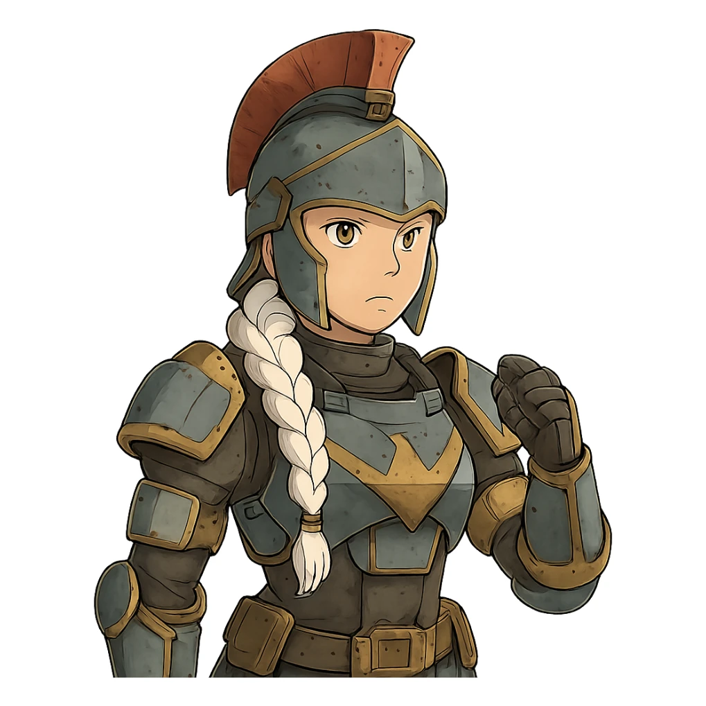female, wearing reach spartan armor default, long white braid hair, gold yellow eyes, attention pose sticker