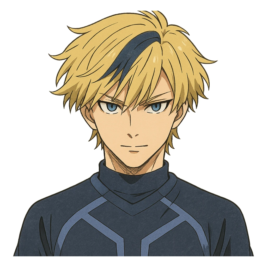 Kaiser from Blue Lock, anime style, detailed hair and sharp eyes sticker