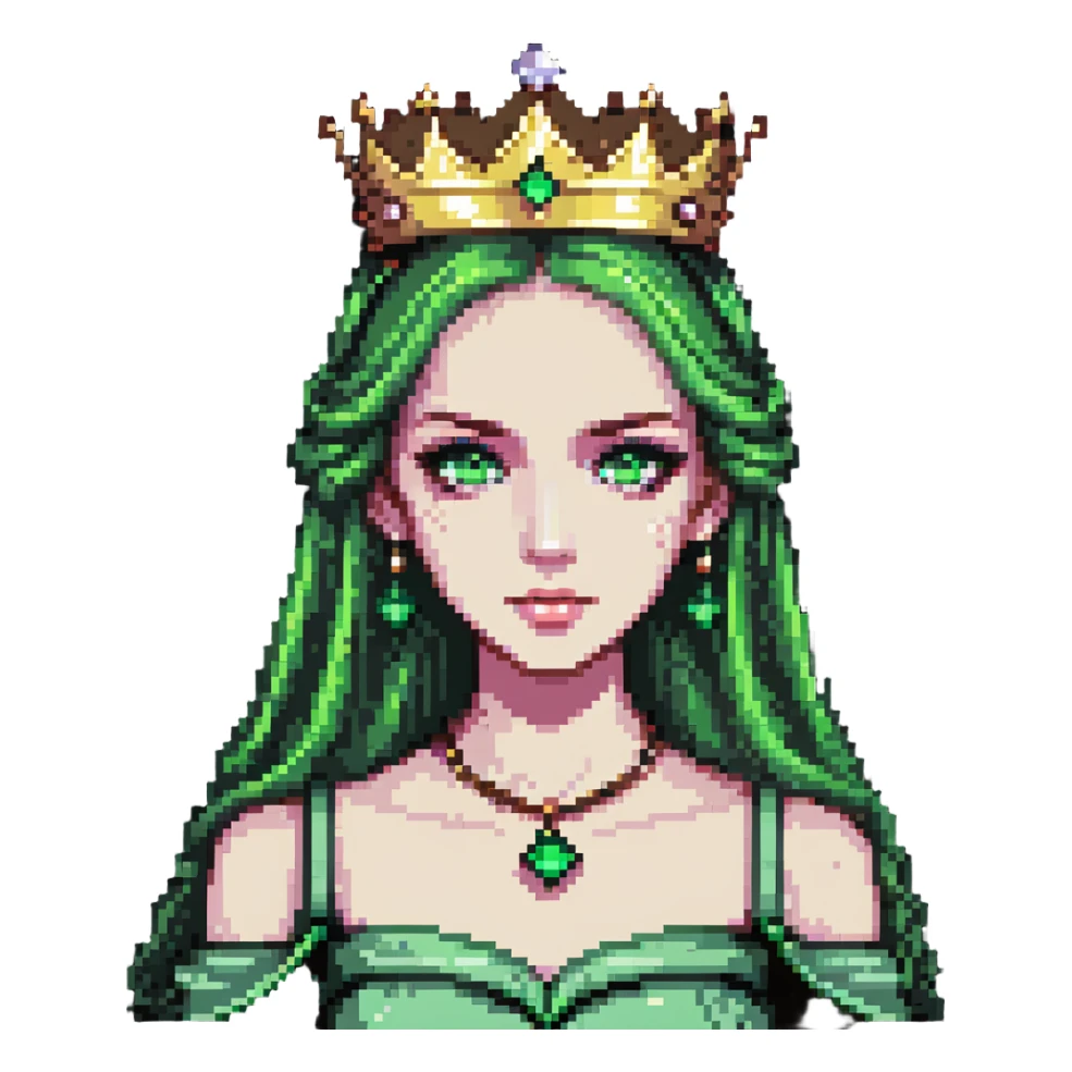 beautiful princess with striking green eyes and a crown sticker