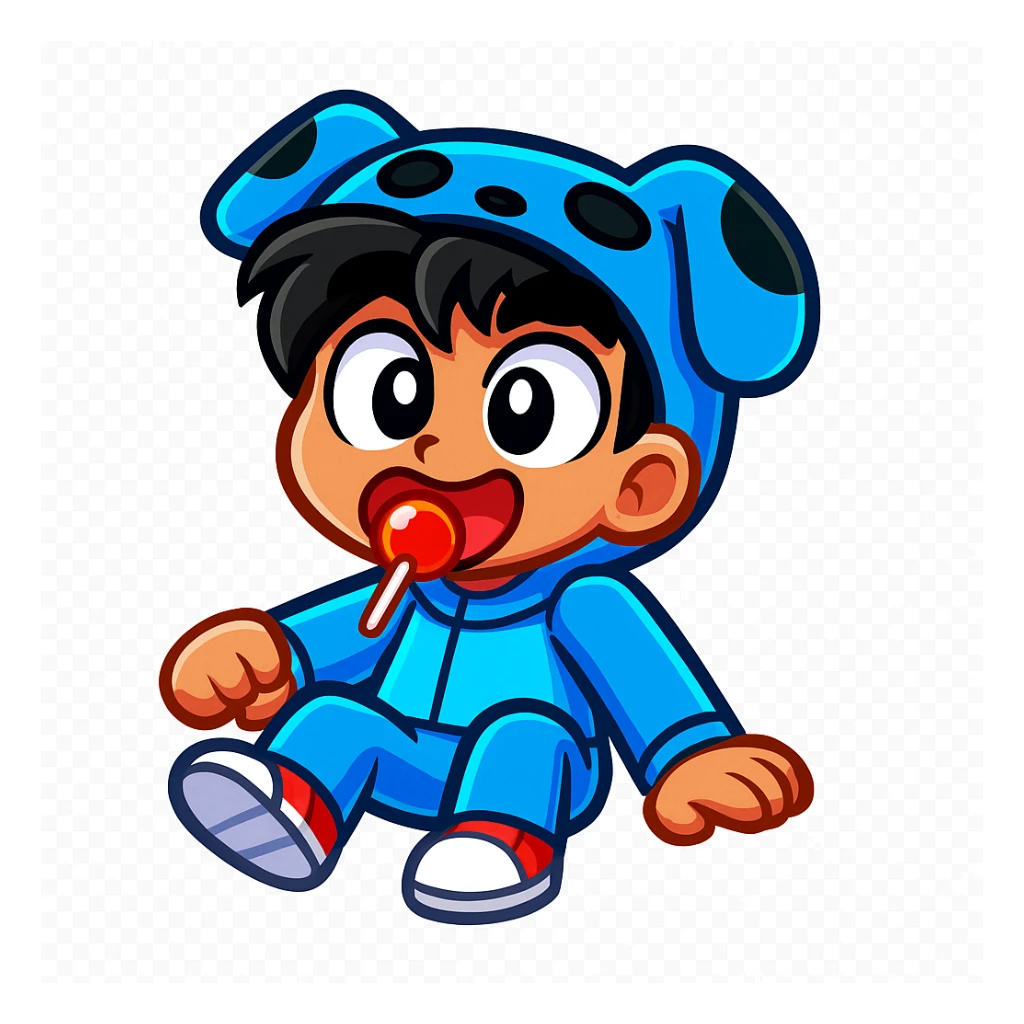 Extract the character from the background, including the clothes and accessories they are wearing, and place on a transparent background. Keep the original style and appearance exactly the same. and separately give me the picture

 sticker