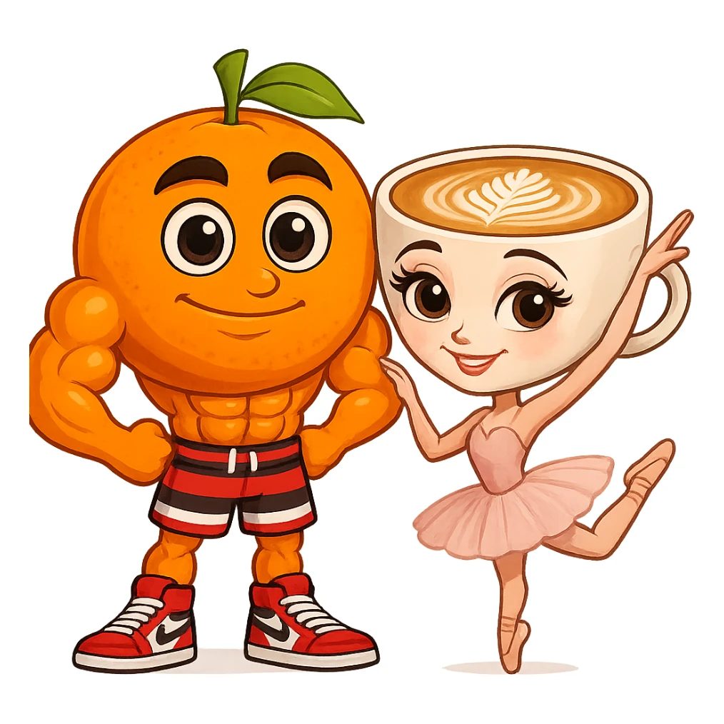 Combine these two cartoon characters as a couple, standing side by side, matching their style, with a transparent background. The style should blend both characters harmoniously in a cartoon style. sticker