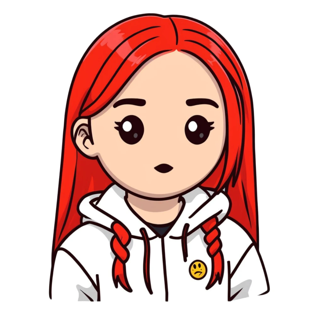 Make Billie Eilish as an emoji with red roots sticker