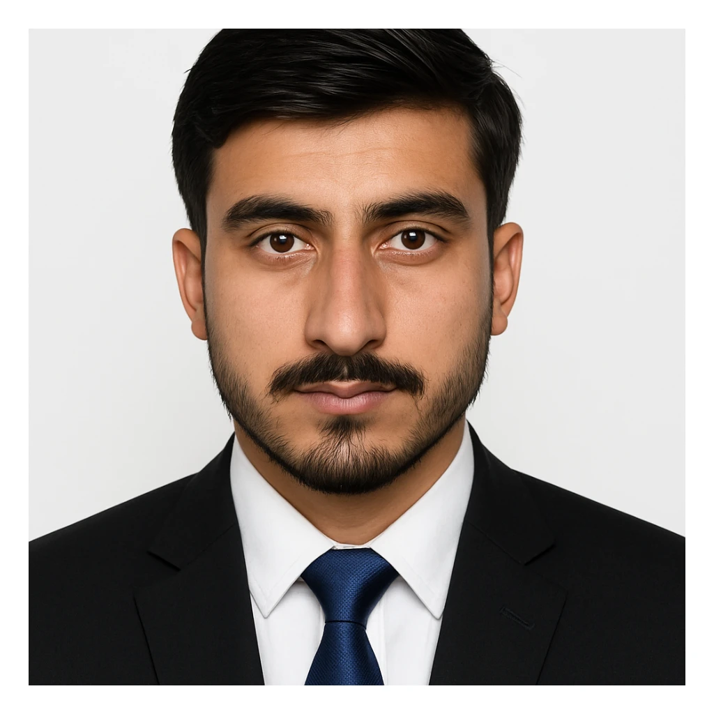 Create an ID photo with the person's original face exactly as in the reference image, no changes to facial features or expression. Add a business suit. Use a plain white background with soft even lighting. Show head and shoulders only, centered, with no accessories. sticker