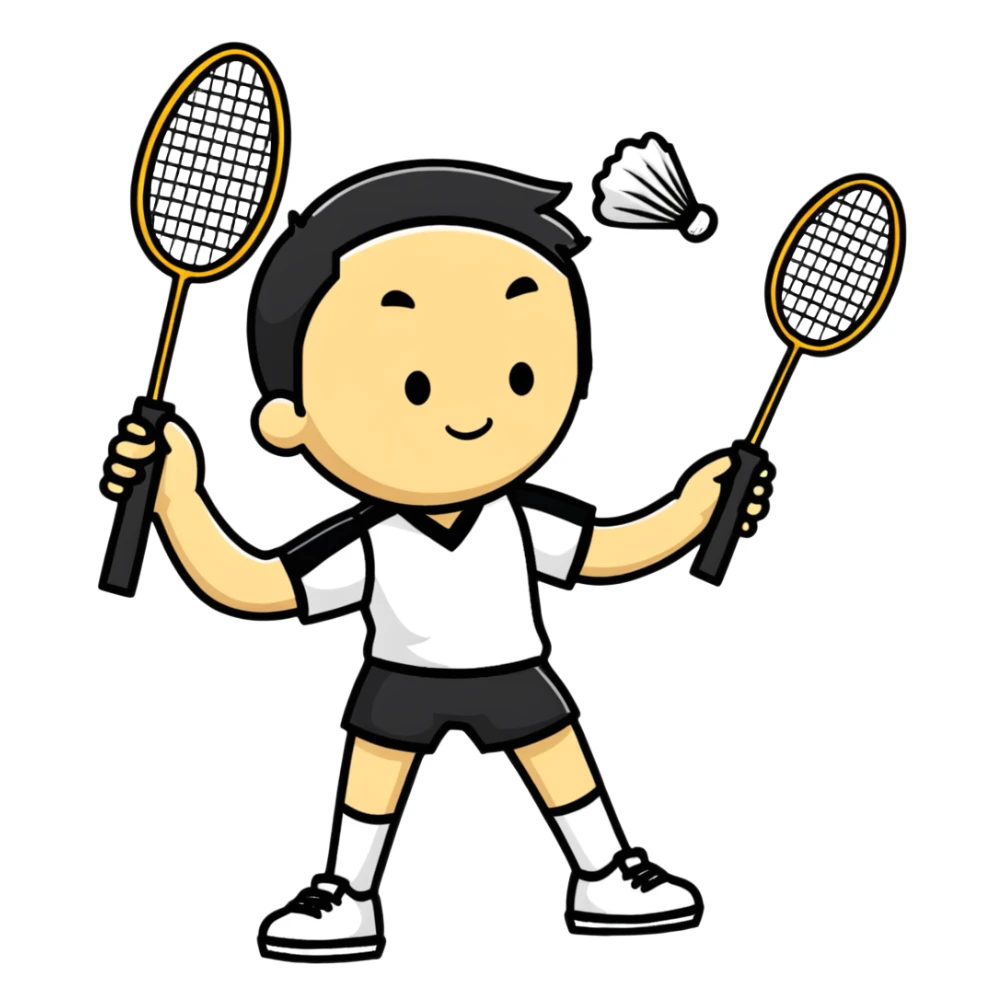 badminton player seen from back, no racket, legs semi-bent sticker