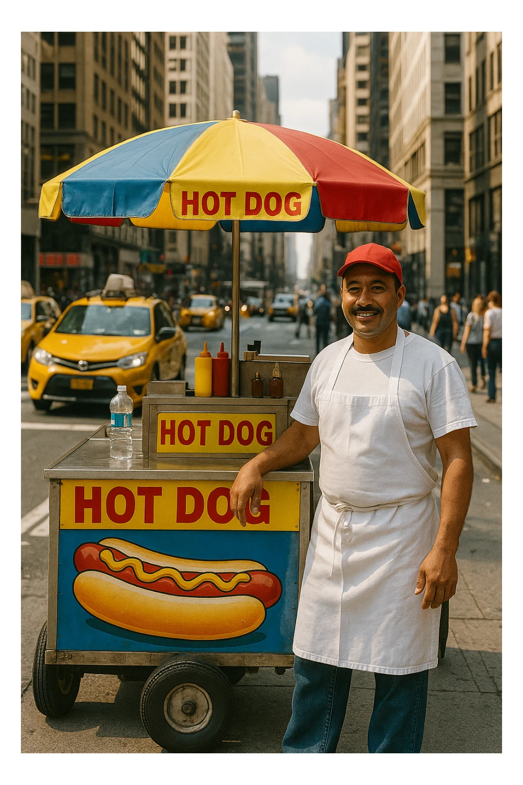 hotdog seller in New York with cart sticker