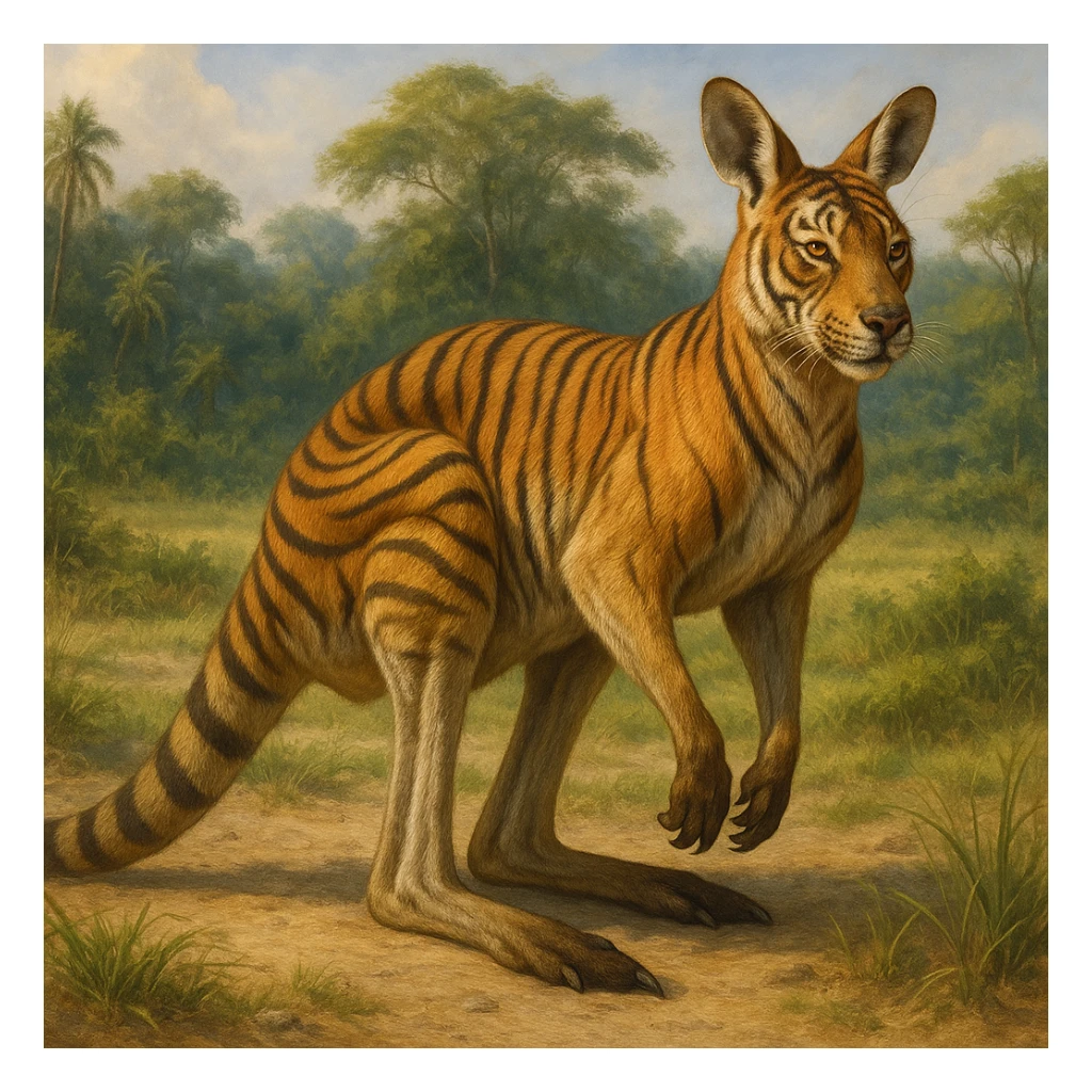 realistic style tiger kangaroo hybrid sticker