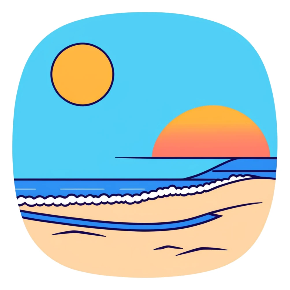 a sunset on the beach with someone standing in front  sticker