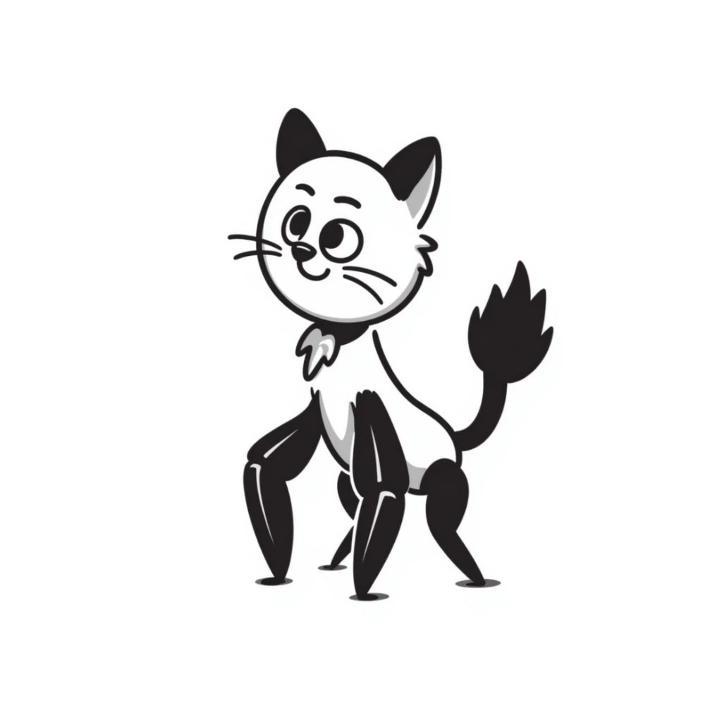 A quirky hybrid creature with a cat's body and head but with mantis-like front limbs. It has cat ears, whiskers, and a furry body, but with the distinctive praying mantis forearms. The creature has large cat eyes but is in a slight mantis-like pose. sticker