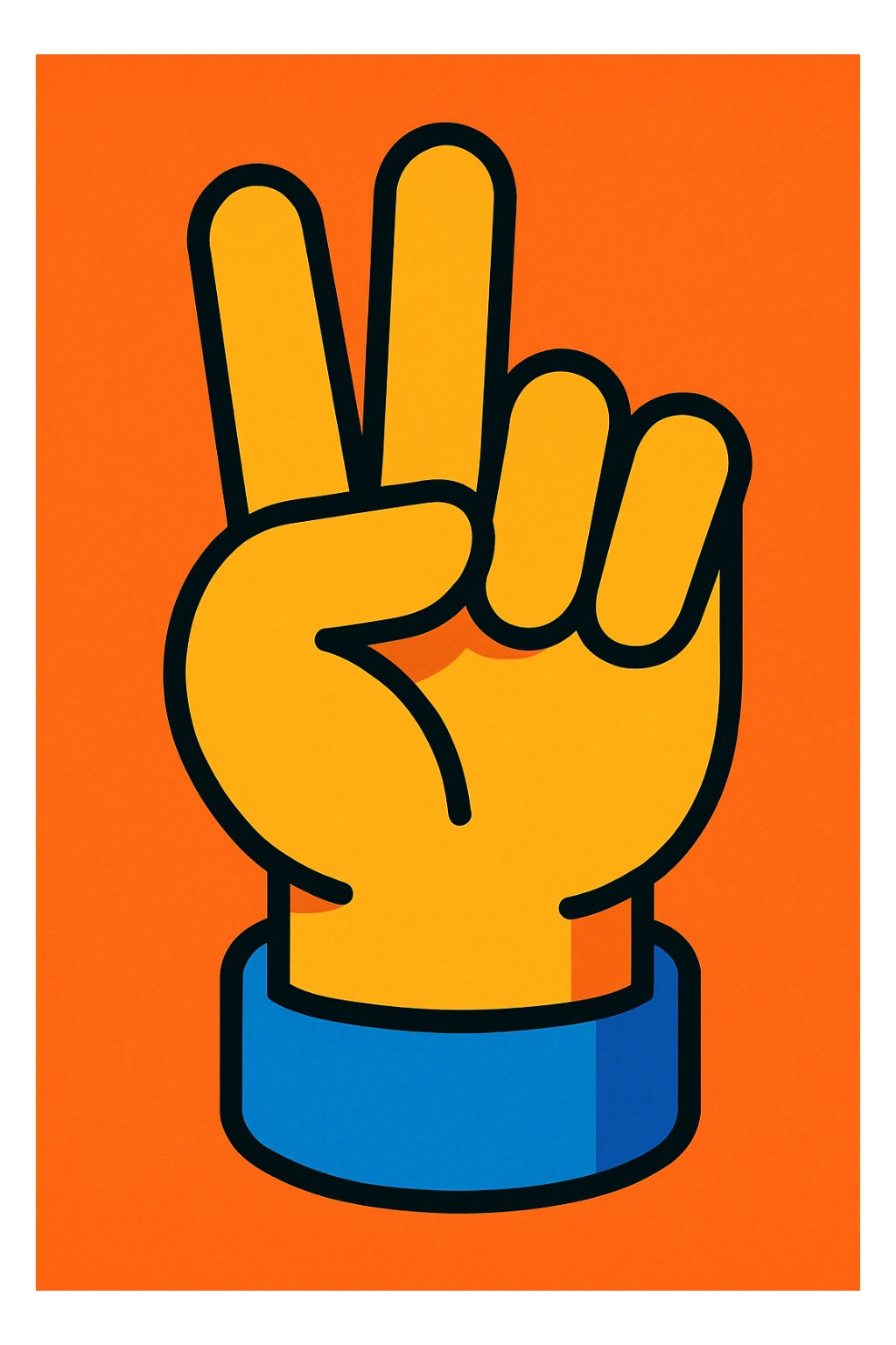 cartoon style hand gesture with the fourth finger (ring finger) hidden sticker