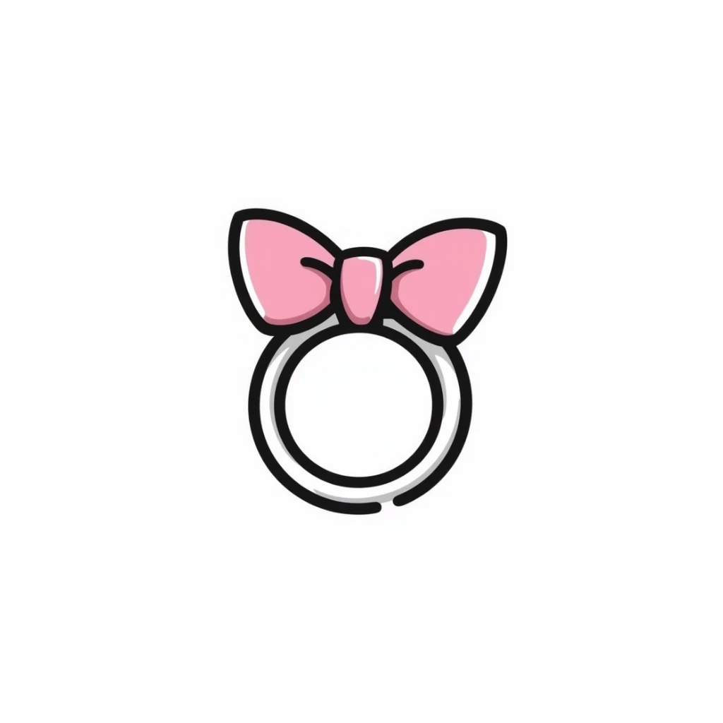 A pink diamond ring in a bow shape, similar to the reference image sticker