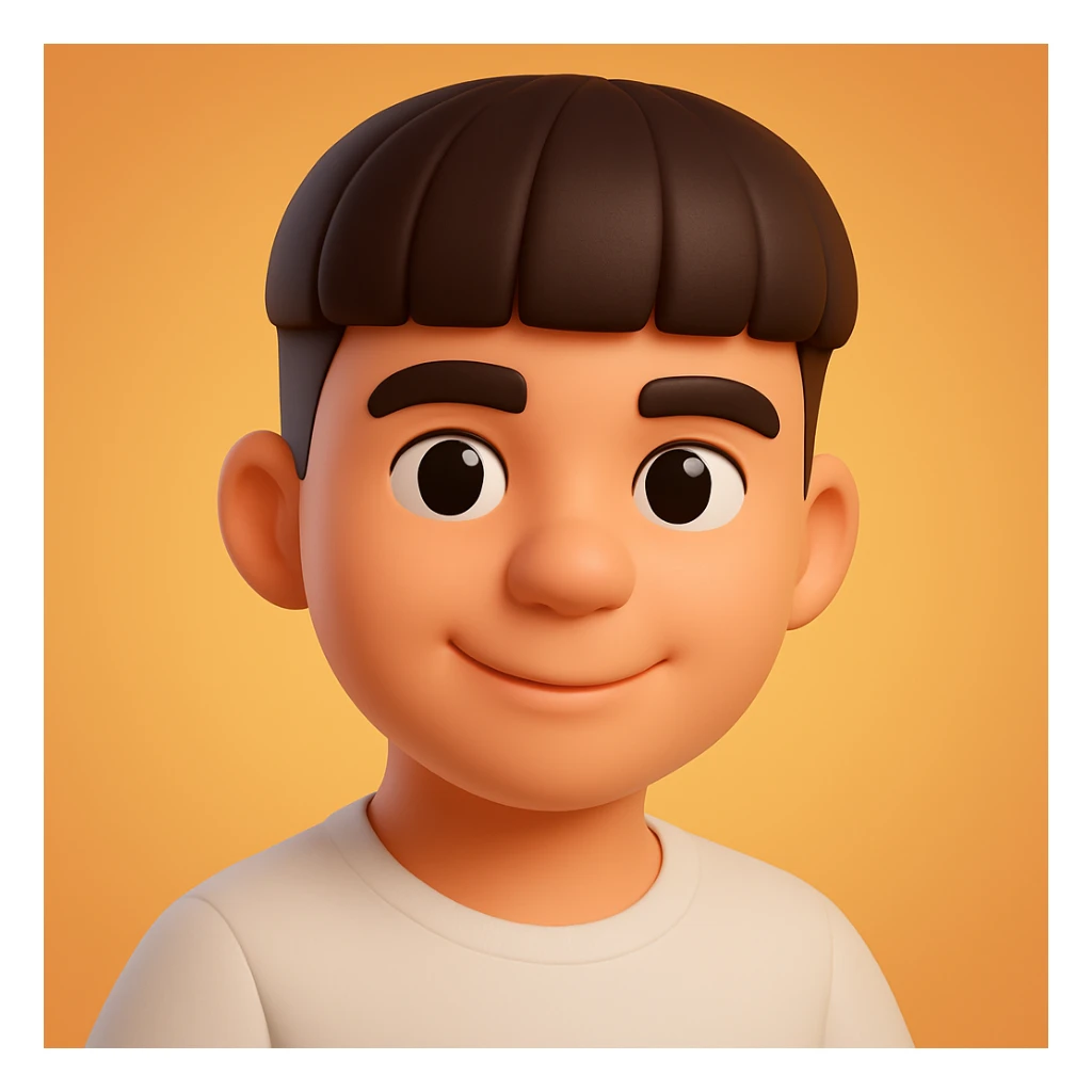 Create a 3D emoji style portrait with smooth shading, vibrant colors, and a friendly expression, resembling Microsoft style 3D fluent emojis. sticker