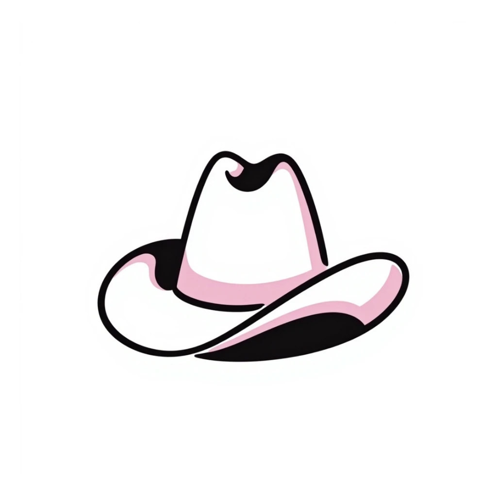 pink cowgirl hat, hand-drawn doodle, no text, minimal background sticker