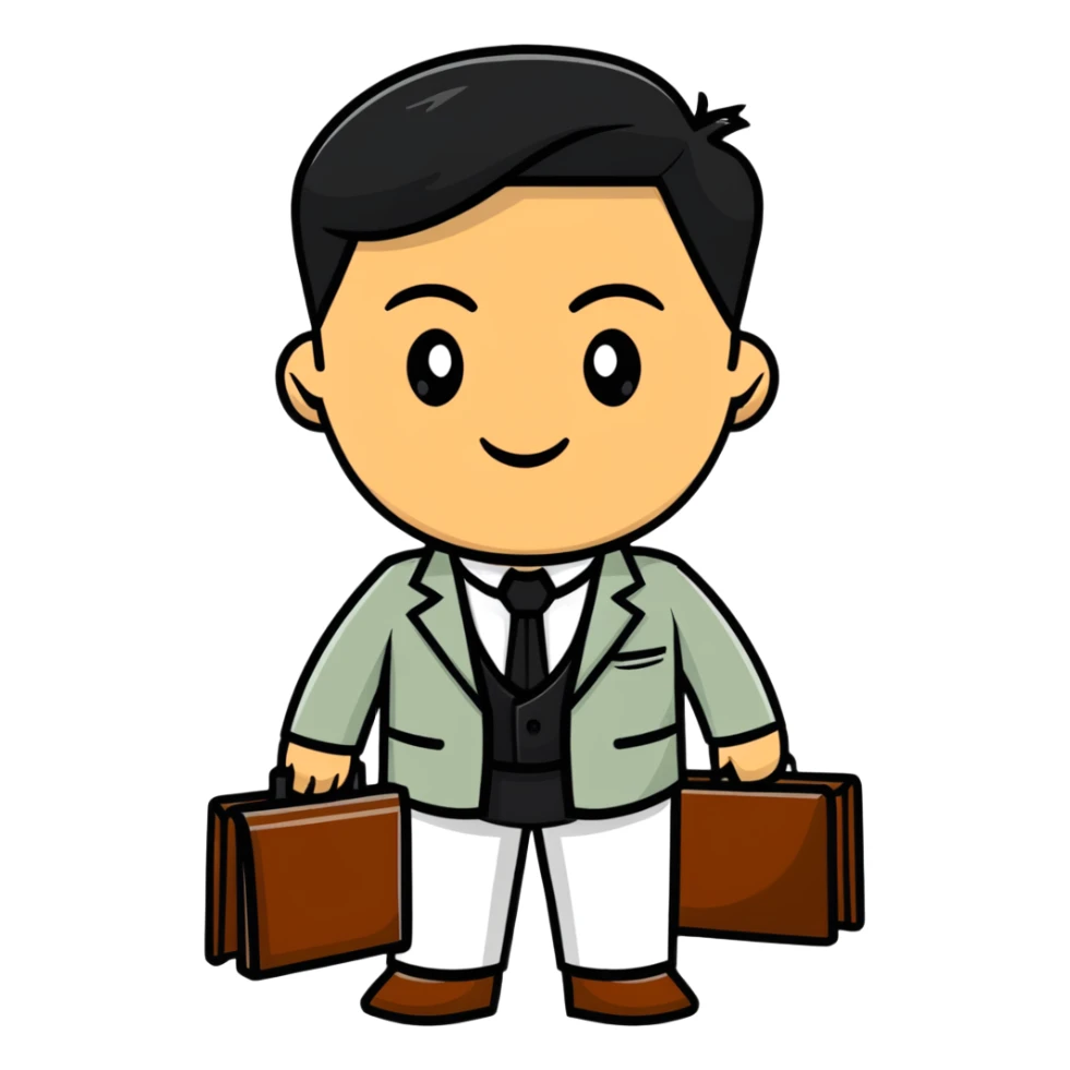 Professional Pakistani diplomat in traditional formal clothing with briefcase sticker