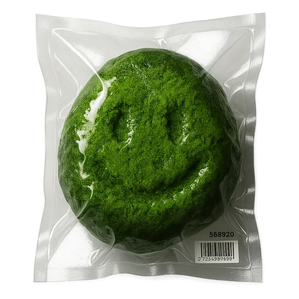 stone with green moss, glossy and puffy sticker