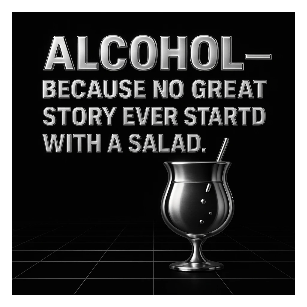 Simplify the vaporwave card: use a minimal neon grid background, one drink icon, and bold chrome text for the quote. Remove extra graphics and keep the color palette clean and limited. sticker