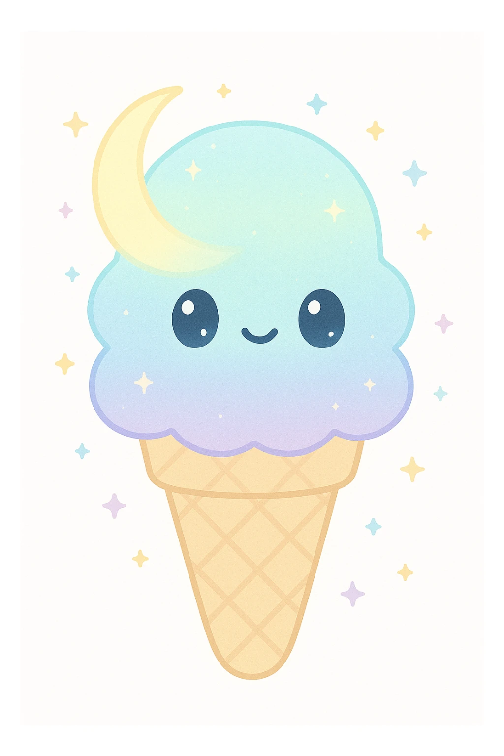moonbeam ice cream, dreamy, glowing, whimsical, soft pastel colors sticker