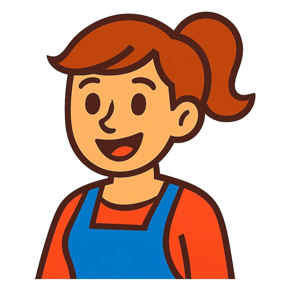 mom, cartoon style, smiling, friendly sticker