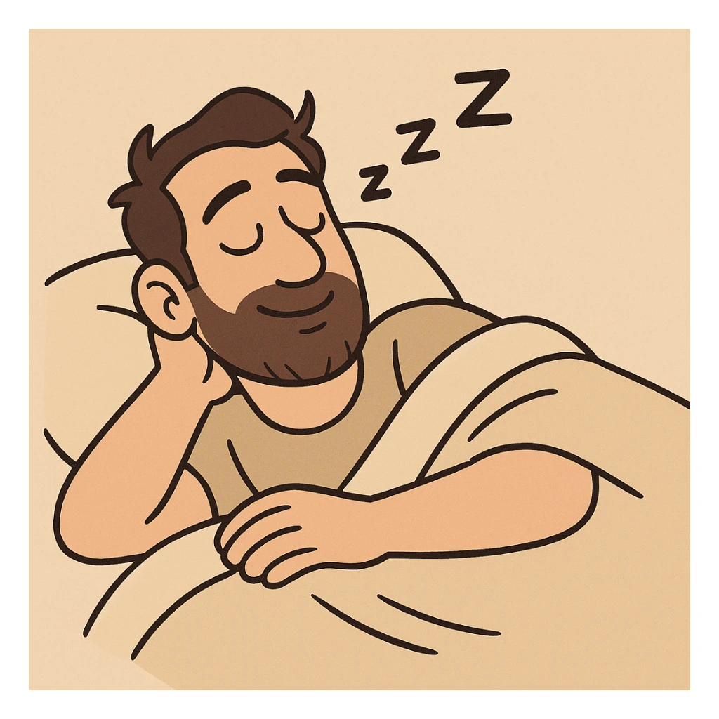 man sleeping peacefully with a blanket, simple and clear, minimal style, gentle expression, relaxed pose sticker