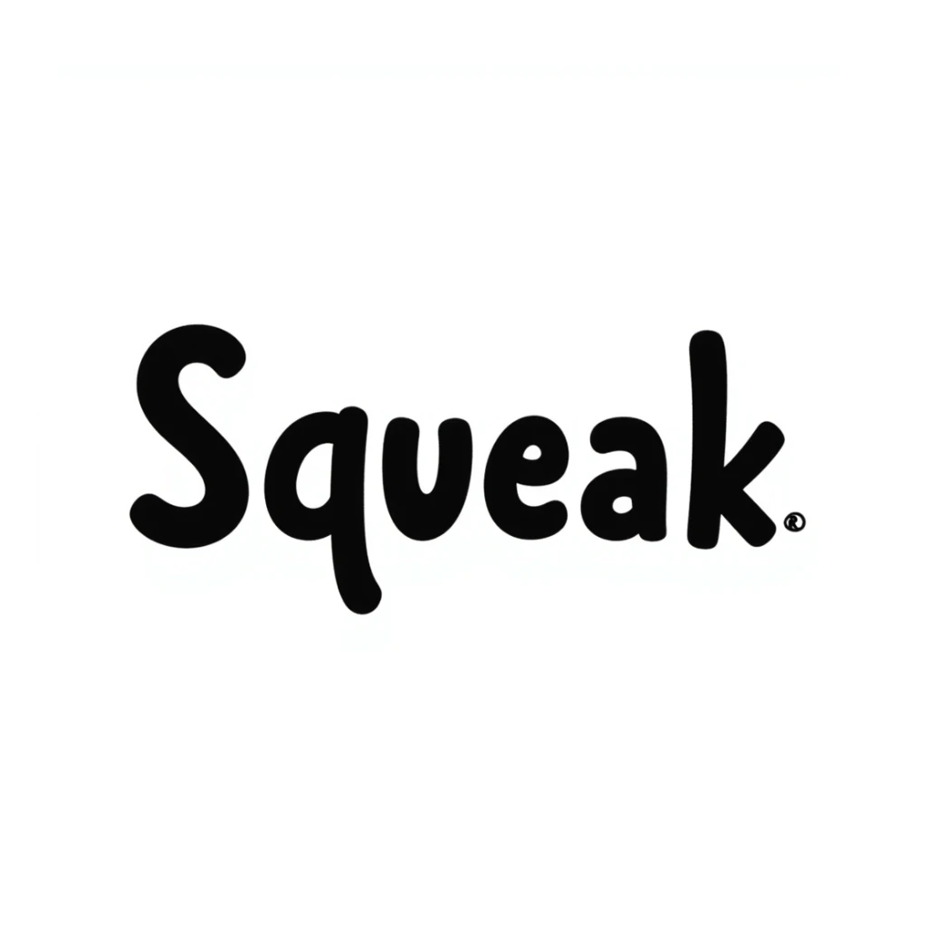 'Squeak' word in a playful hand drawn doodle style with fun and lively lettering sticker